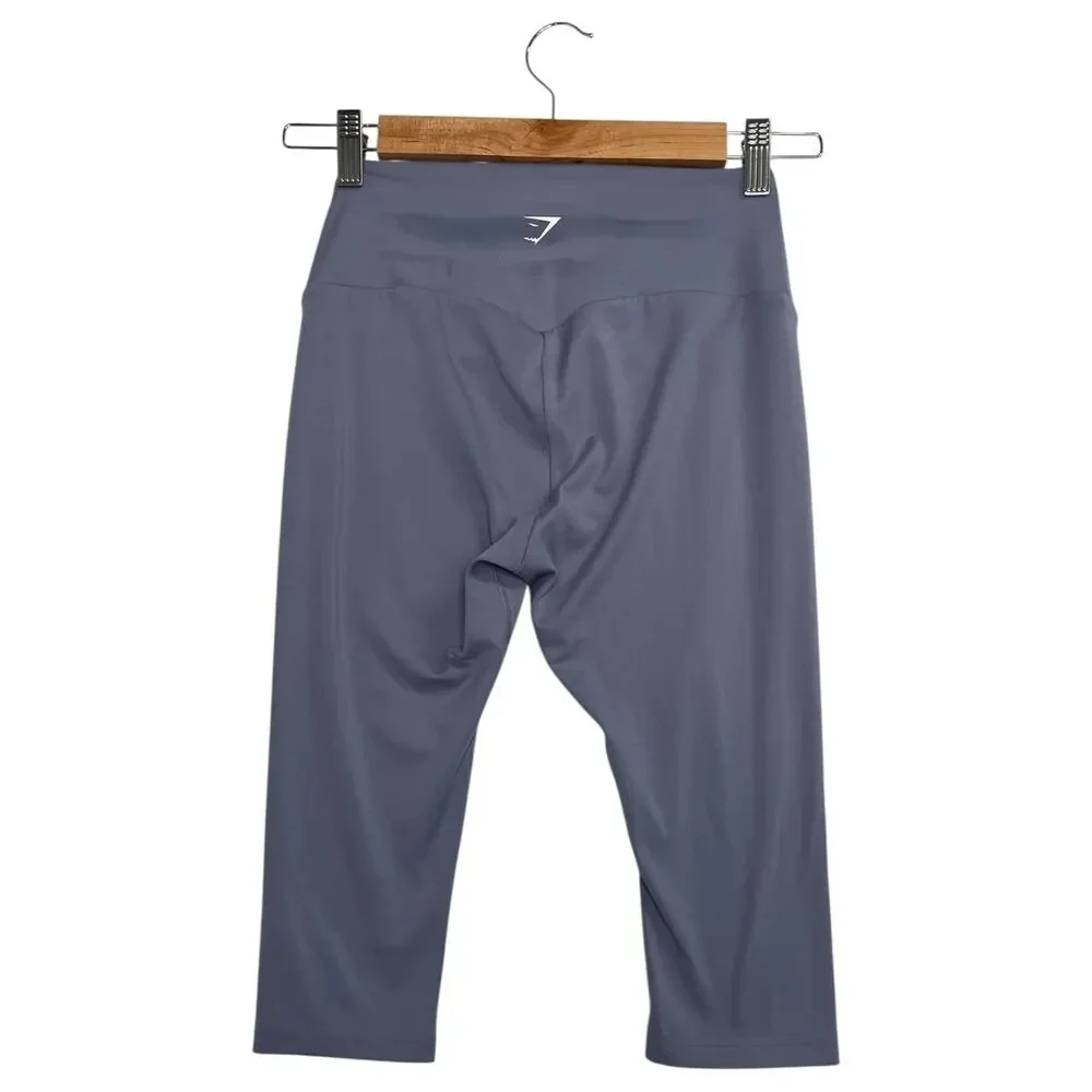 Gymshark Leggings Womens Small Blue Gray Cropped Capri Yoga Workout Gym Stretch